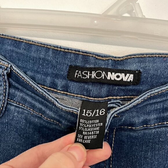 FASHION NOVA Needing Something Jeans Dark Denim Ripped High Waisted Skinny 15 16 - Picture 6 of 12